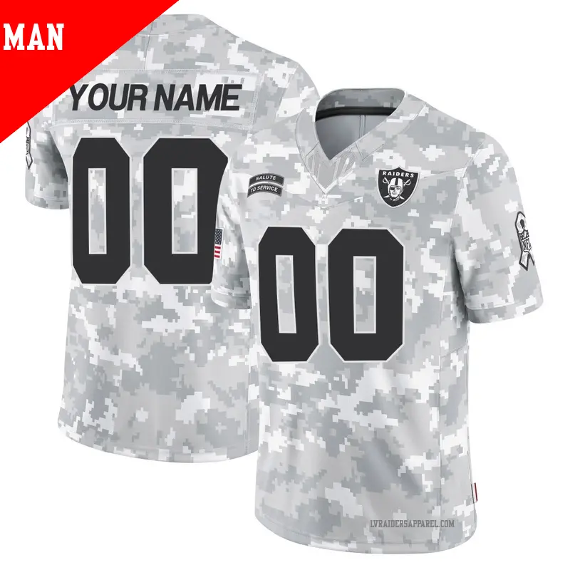 Men's ＃00 Custom Las Vegas Raiders Limited Arctic Camo 2024 Salute to Service Jersey