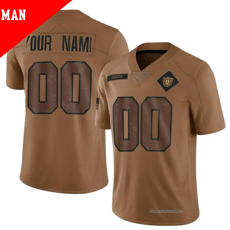 Men's ＃00 Custom Las Vegas Raiders Limited Brown 2023 Salute To Service Jersey