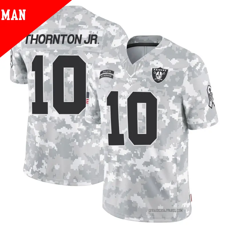 Men's ＃10 Dont'e Thornton Jr. Las Vegas Raiders Limited Arctic Camo 2024 Salute to Service Jersey