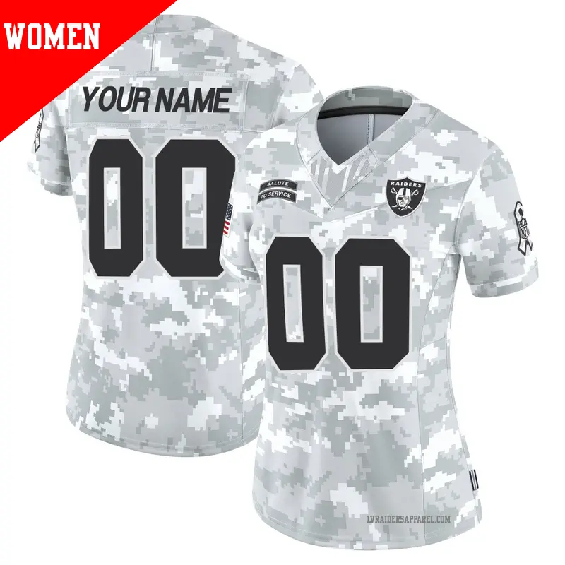 Women's ＃00 Custom Las Vegas Raiders Limited Arctic Camo 2024 Salute to Service Jersey