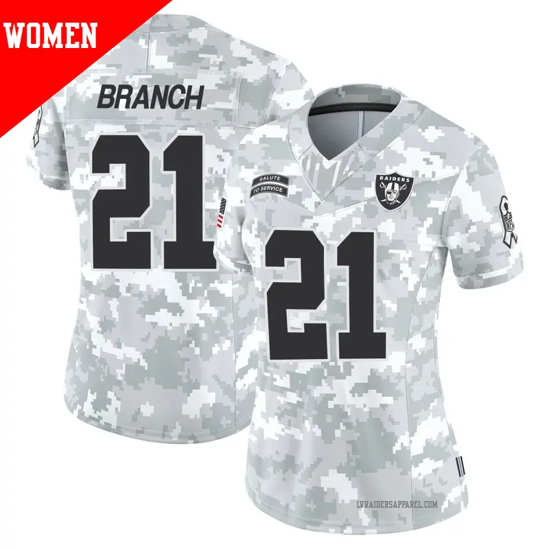 Women's ＃21 Cliff Branch Las Vegas Raiders Limited Arctic Camo 2024 Salute to Service Jersey