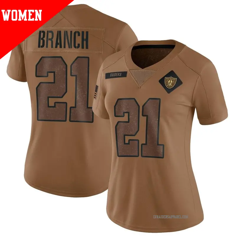 Women's ＃21 Cliff Branch Las Vegas Raiders Limited Brown 2023 Salute To Service Jersey