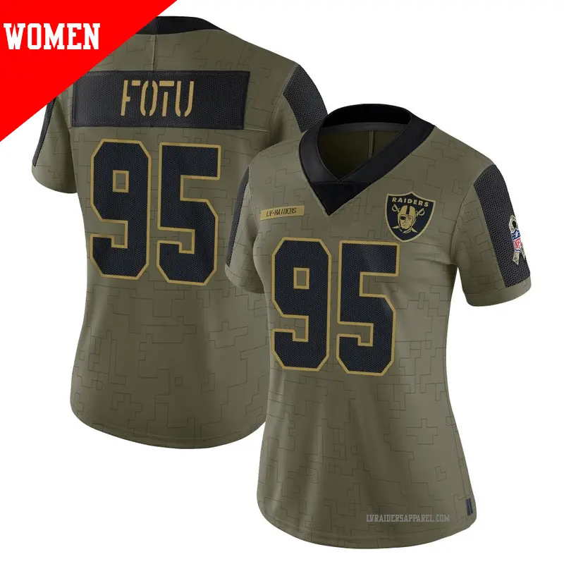 Women's ＃95 Leki Fotu Las Vegas Raiders Limited Olive 2021 Salute To Service Jersey