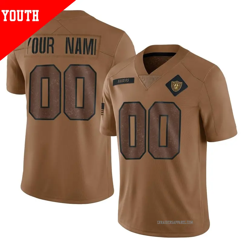 Youth ＃00 Custom Las Vegas Raiders Limited Brown 2023 Salute To Service Jersey