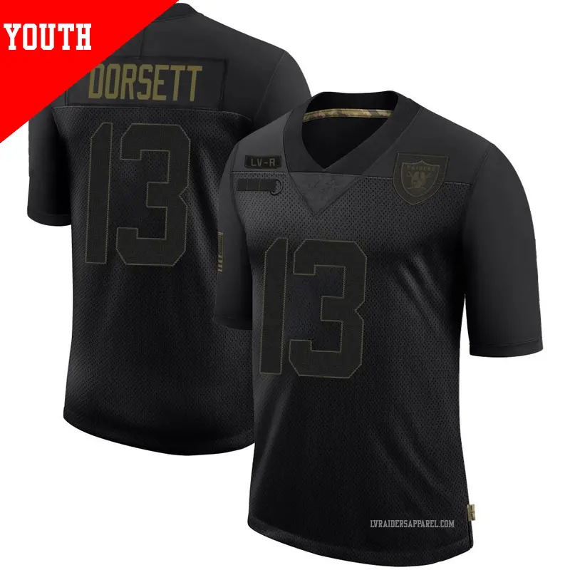 Youth ＃13 Phillip Dorsett Las Vegas Raiders Limited Black 2020 Salute To Service Jersey