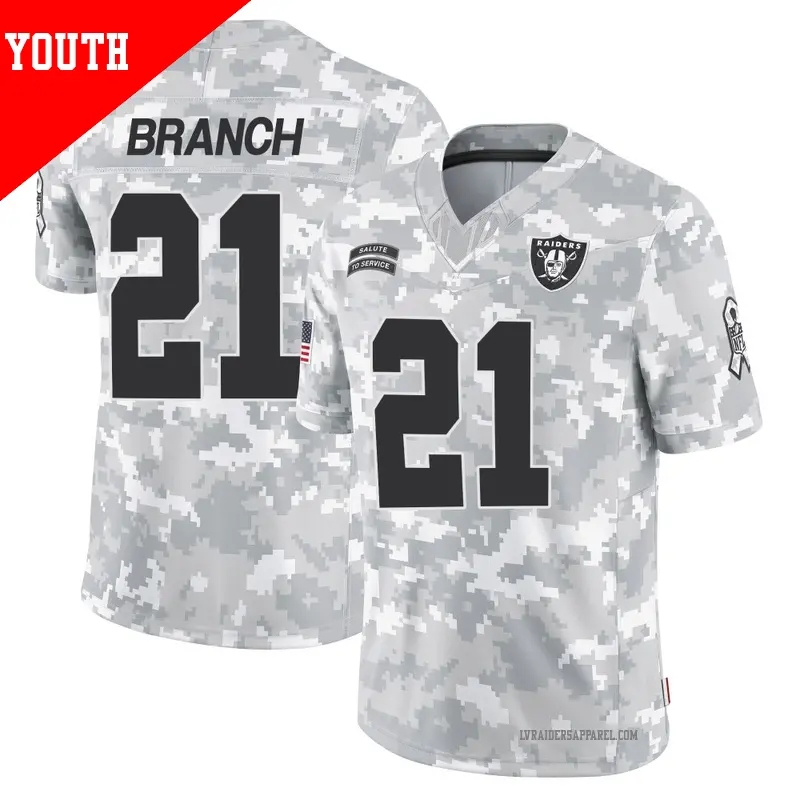 Youth ＃21 Cliff Branch Las Vegas Raiders Limited Arctic Camo 2024 Salute to Service Jersey