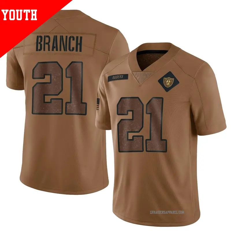 Youth ＃21 Cliff Branch Las Vegas Raiders Limited Brown 2023 Salute To Service Jersey