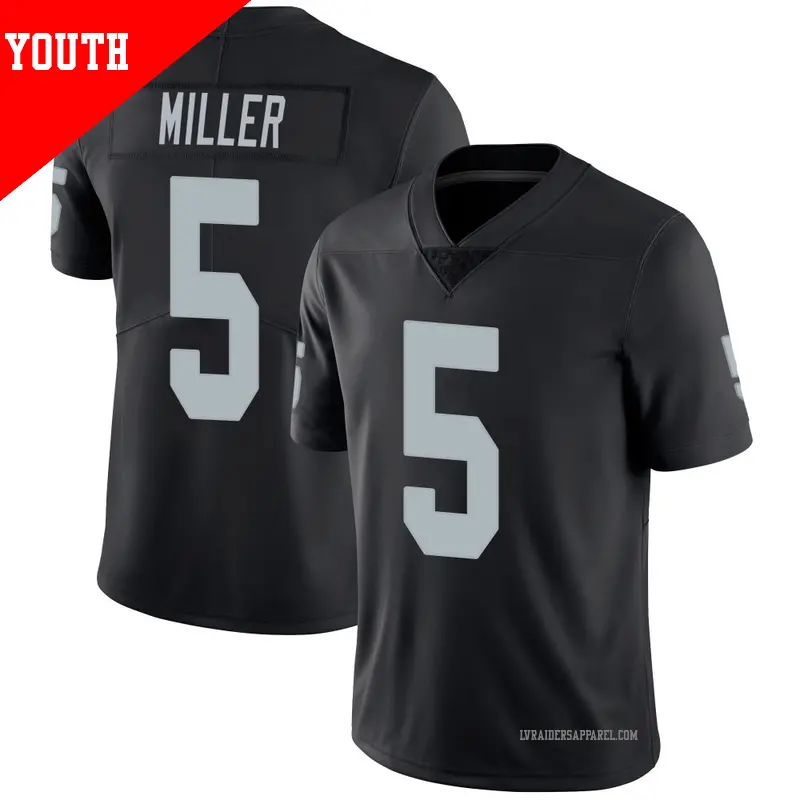 Youth ＃5 Cam Miller Las Vegas Raiders Limited Black Team Color Vapor Untouchable Jersey